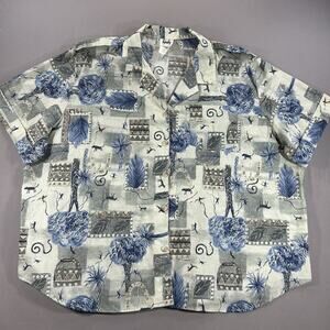 TAPESTRY Vintage Safari/Animal Shirt Size XL Button Down, Short Sleeves Made USA